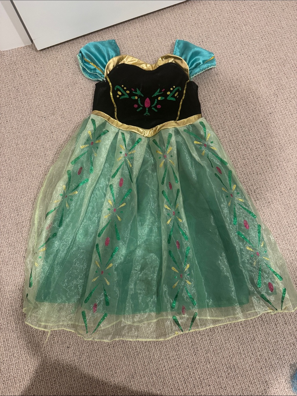 Frozen Green Princess Anna Tulle Kids Costume Dress